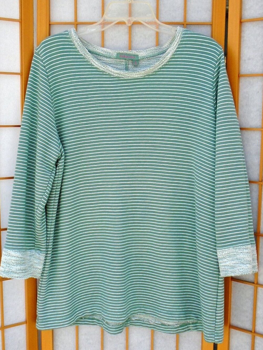 Sunset Sweatshirt Pinstripe Lagoon french terry - pristine!